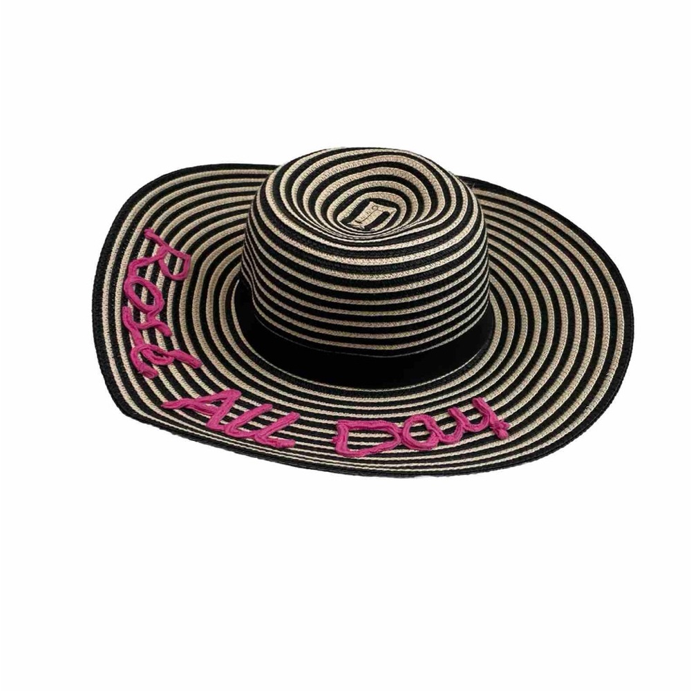 August Hat Company Hat Rosé All Day Straw Sun Beach Travel Neutral Black Pink